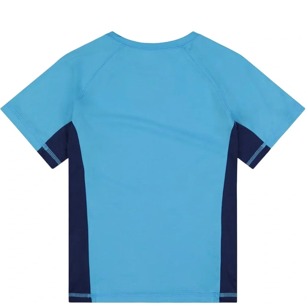 Beach Bros Little Boys Navy Blue and Turquoise Short Sleeve Rash guard| 3T